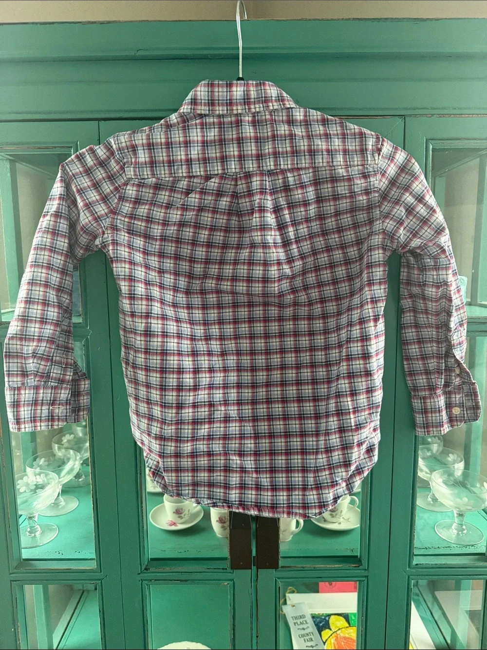Ralph Lauren Red, Blue and White Plaid Button-Down Shirt